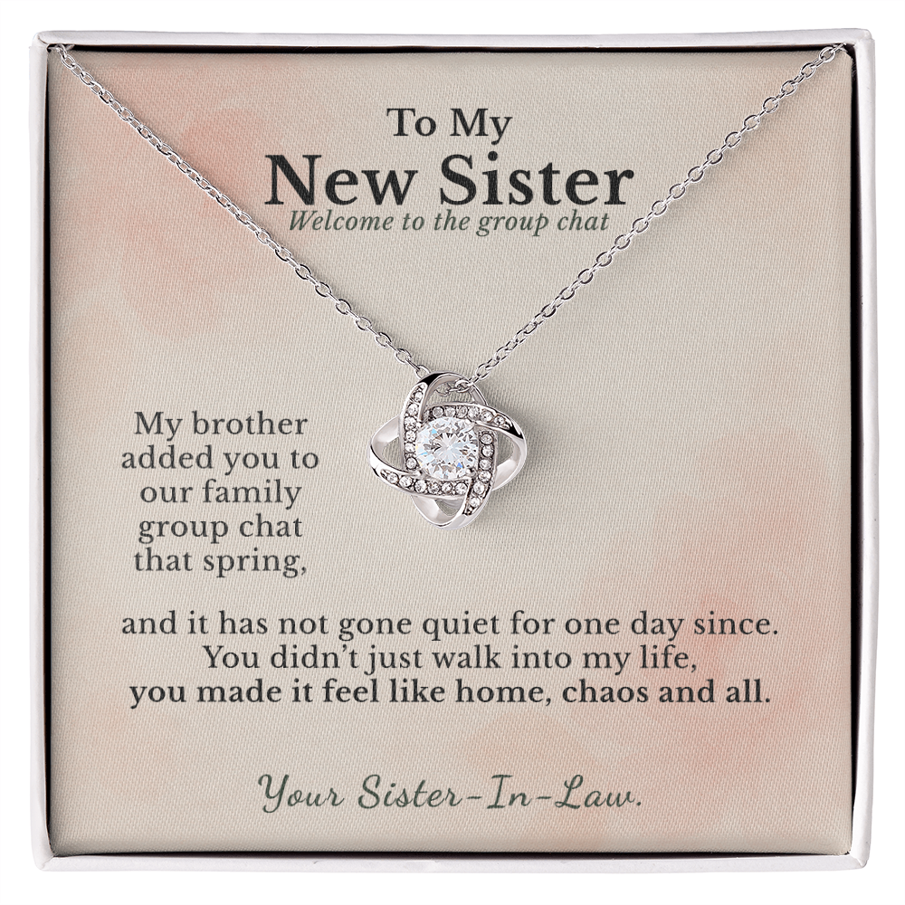 Sister In Law Necklace Welcome To Family Gift | Message Card | Knot Pendant Keepsake