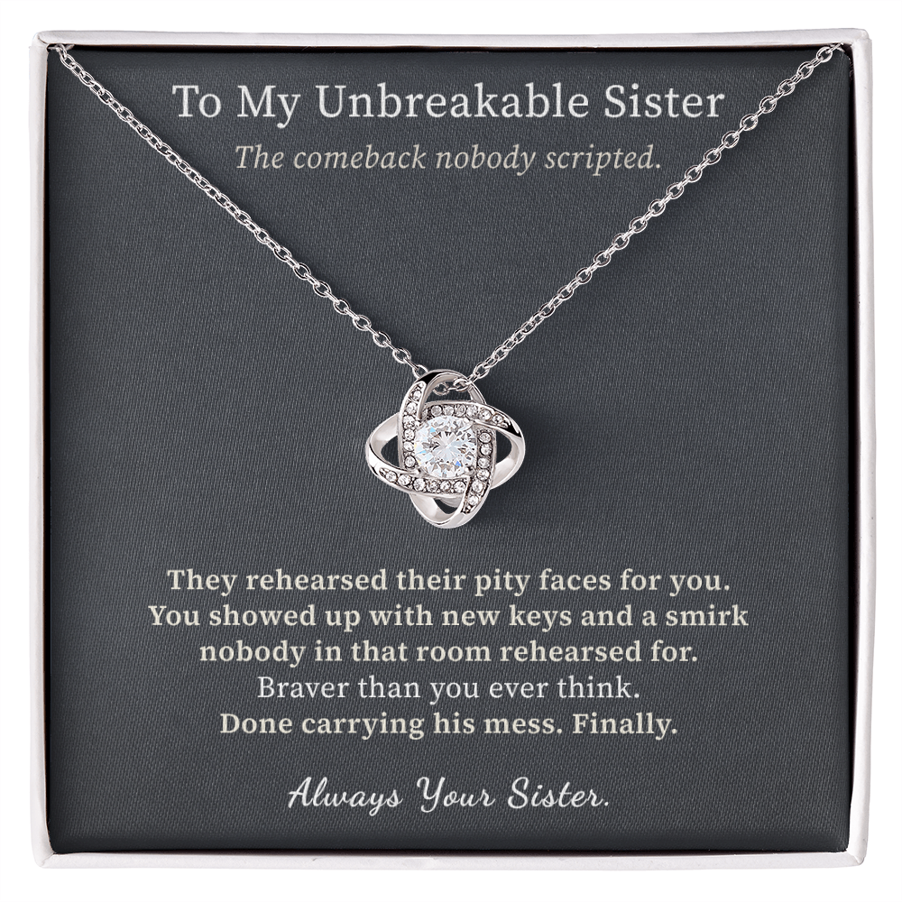 Strong Woman Necklace Divorce Gift From Sister | Message Card | Knot Pendant