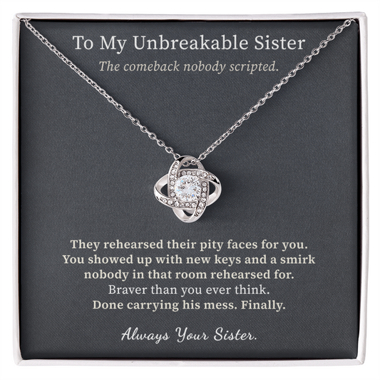 Strong Woman Necklace Divorce Gift From Sister | Message Card | Knot Pendant