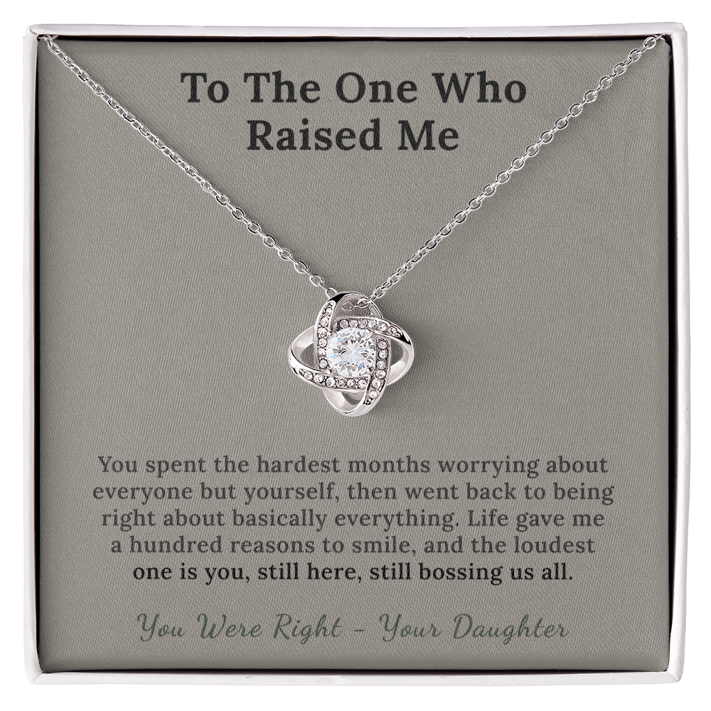 Cancer Survivor Mom Necklace Remission Gift From Daughter | Message Card | Knot Pendant Keepsake