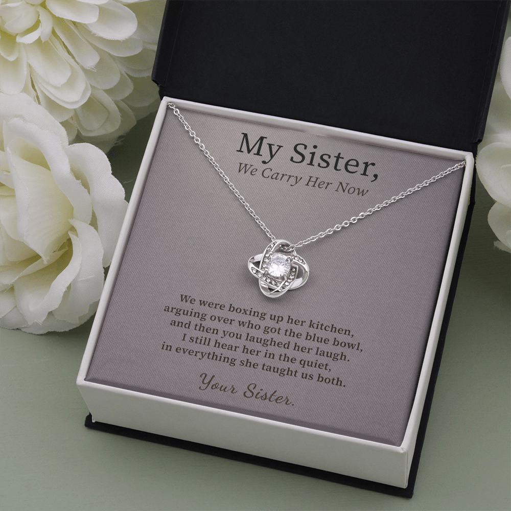 Sister Who Lost Mom Necklace Sentimental Gift | Message Card | Knot Pendant From Sister