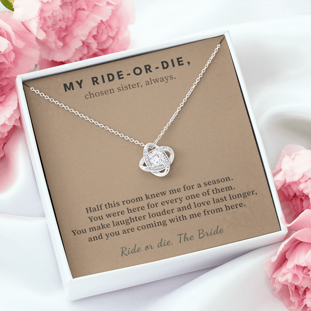 Matron Of Honor Necklace Wedding Keepsake Gift | Message Card | Knot Pendant From Bride