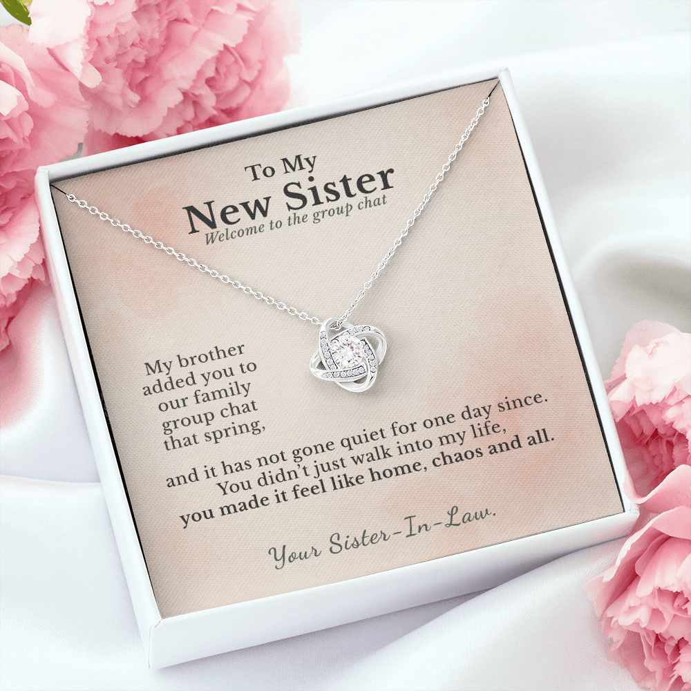 Sister In Law Necklace Welcome To Family Gift | Message Card | Knot Pendant Keepsake