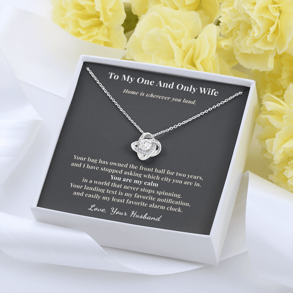 Flight Attendant Wife Necklace Romantic Gift From Husband | Message Card | Knot Pendant Keepsake