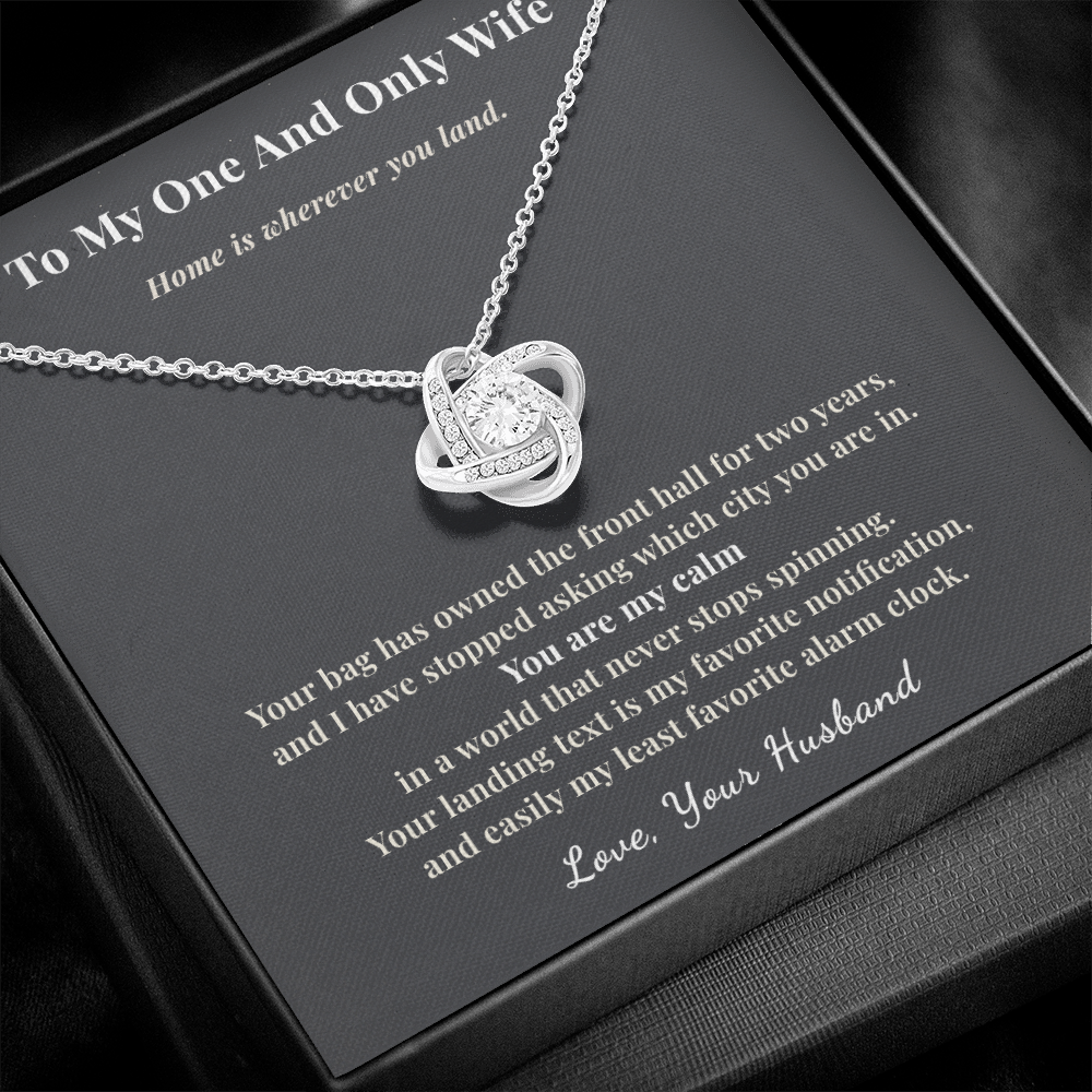 Flight Attendant Wife Necklace Romantic Gift From Husband | Message Card | Knot Pendant Keepsake
