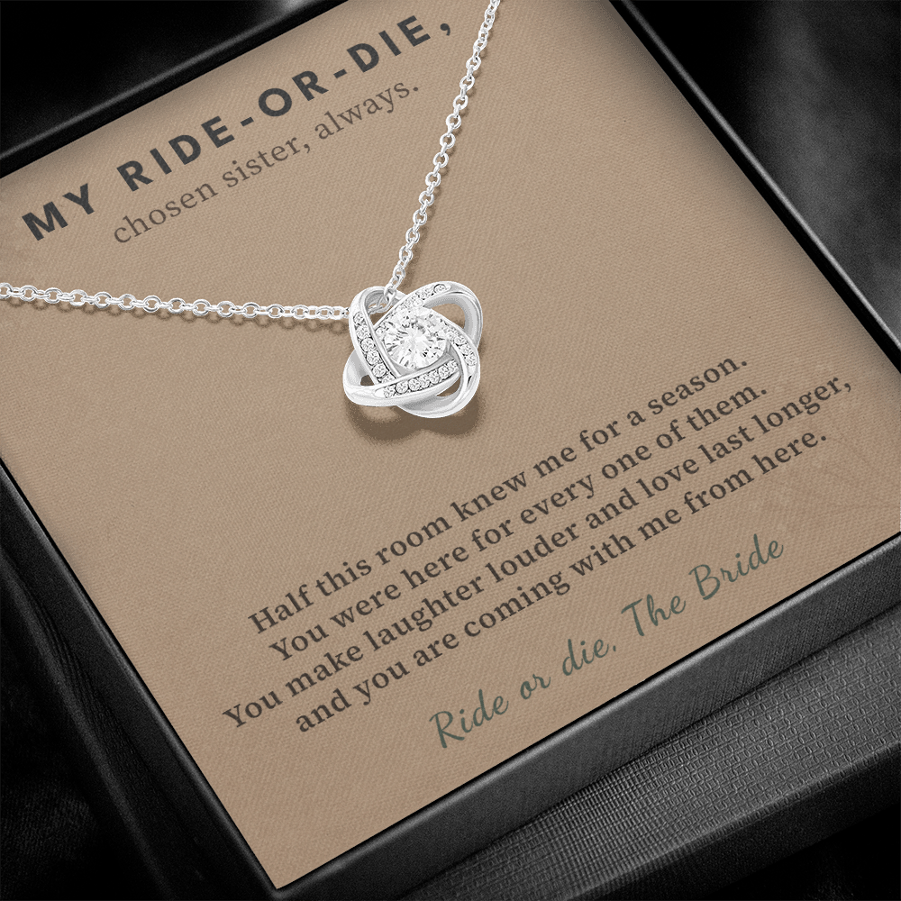 Matron Of Honor Necklace Wedding Keepsake Gift | Message Card | Knot Pendant From Bride