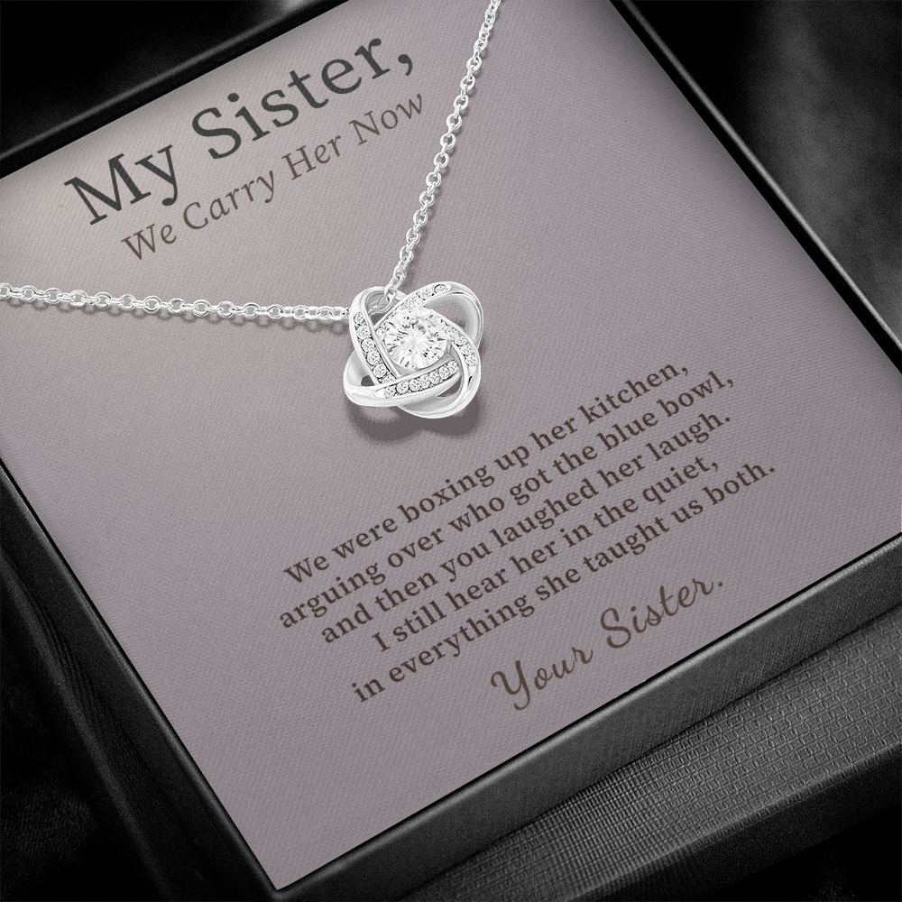 Sister Who Lost Mom Necklace Sentimental Gift | Message Card | Knot Pendant From Sister