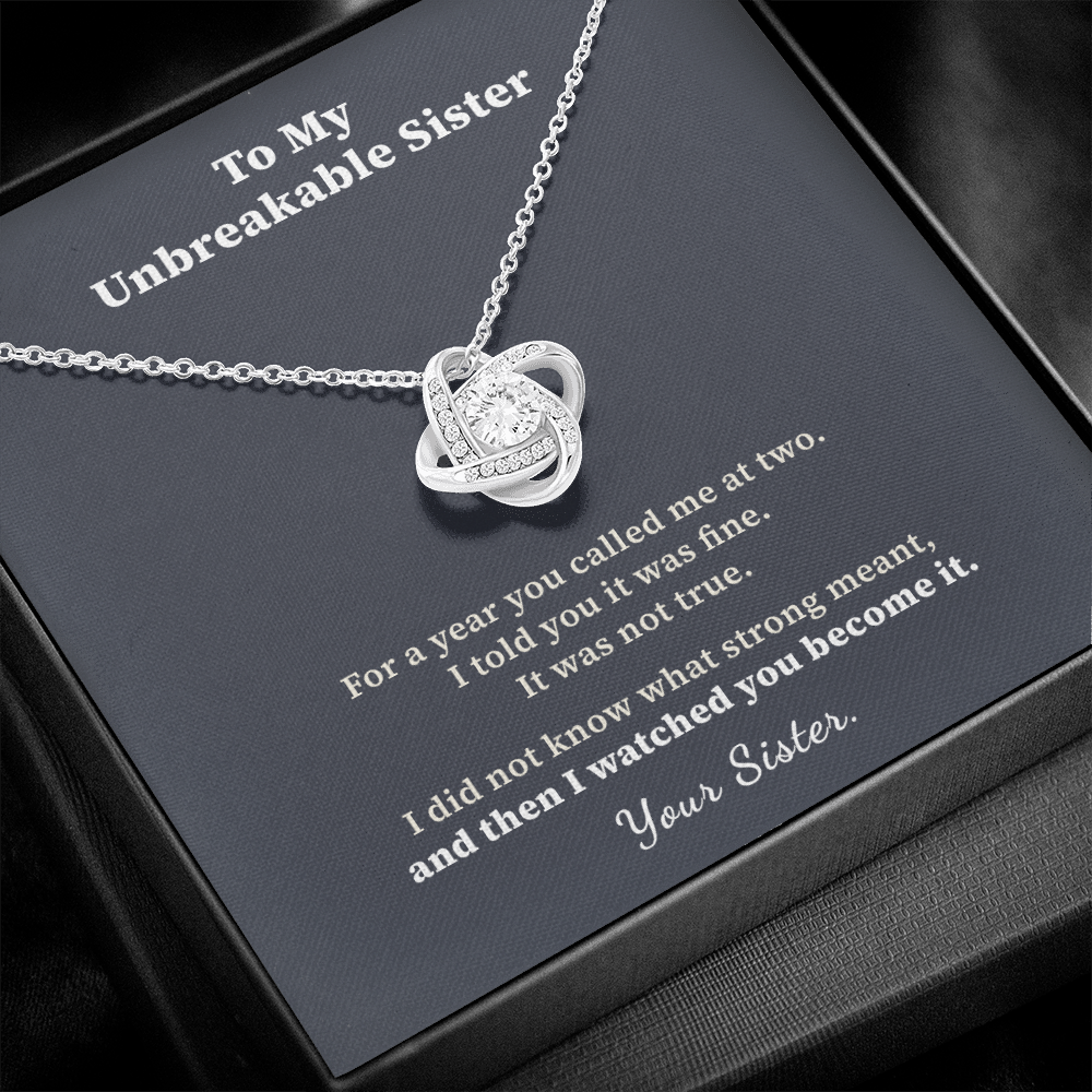 Sister Sobriety Necklace Recovery Milestone Gift | Message Card | Knot Pendant Support