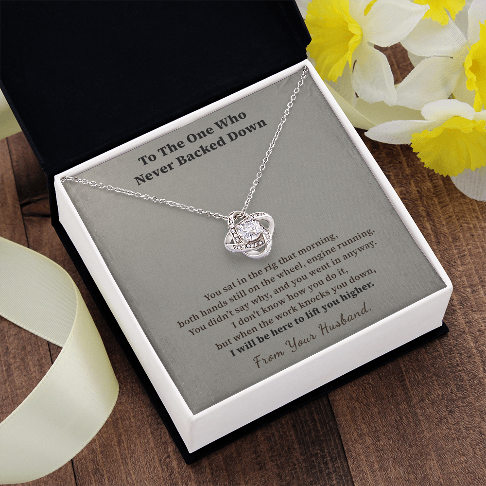 Lady Trucker Necklace Encouragement Gift | Message Card | Knot Pendant From Husband