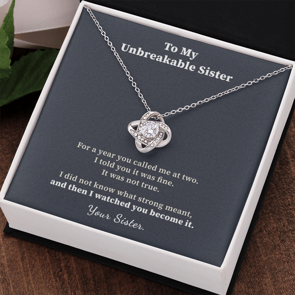 Sister Sobriety Necklace Recovery Milestone Gift | Message Card | Knot Pendant Support