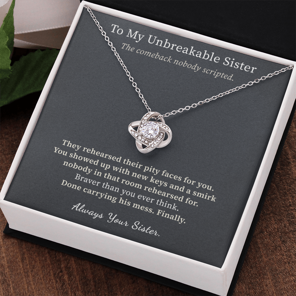 Strong Woman Necklace Divorce Gift From Sister | Message Card | Knot Pendant