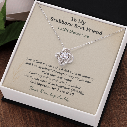 Marathon Finisher Necklace Gift From Running Buddy | Message Card | Knot Pendant Best Friend