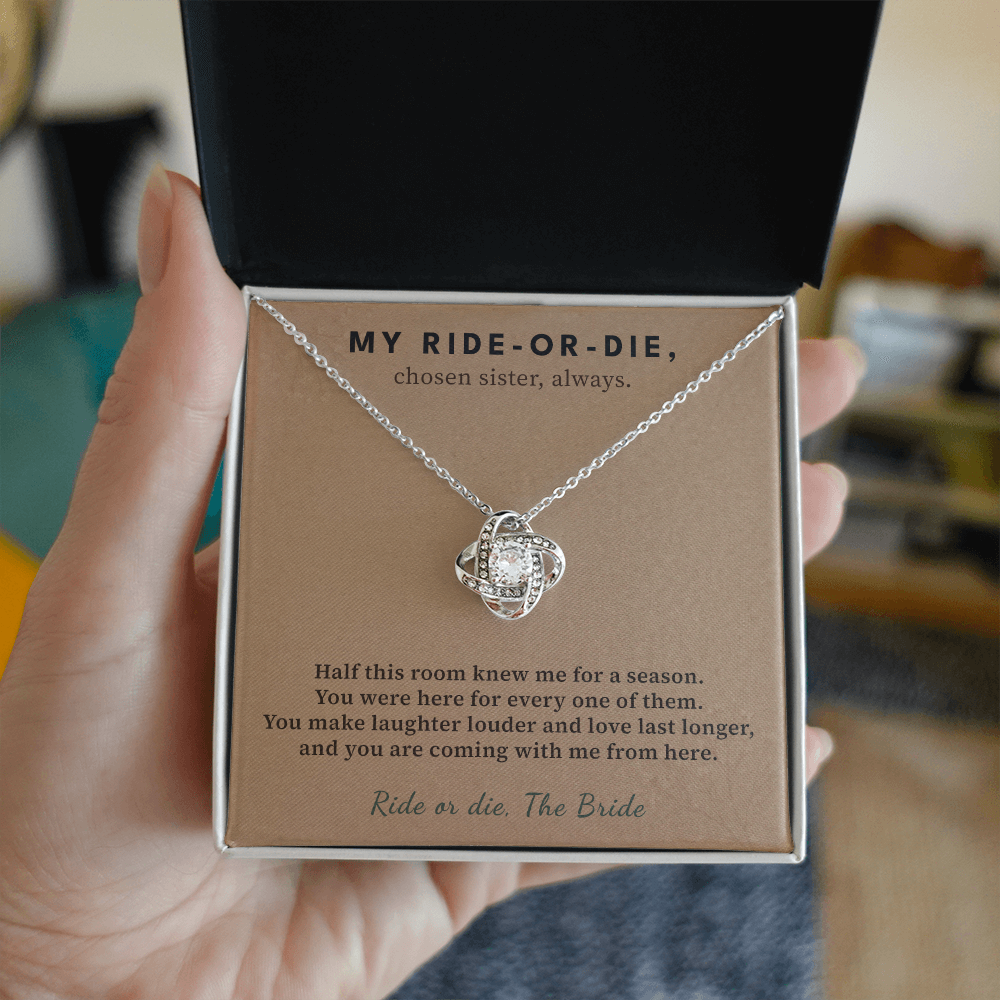 Matron Of Honor Necklace Wedding Keepsake Gift | Message Card | Knot Pendant From Bride
