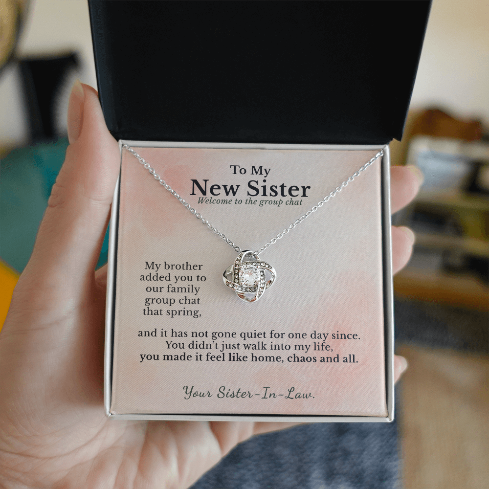 Sister In Law Necklace Welcome To Family Gift | Message Card | Knot Pendant Keepsake