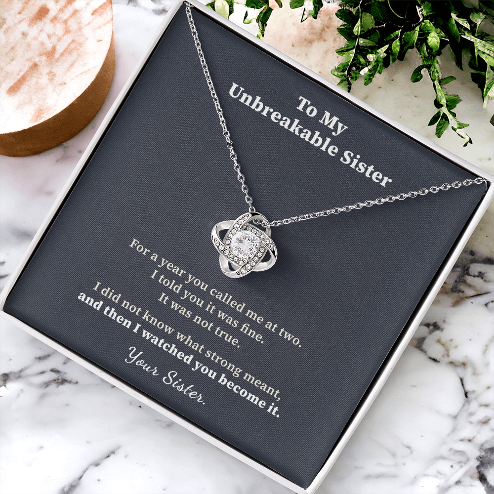 Sister Sobriety Necklace Recovery Milestone Gift | Message Card | Knot Pendant Support