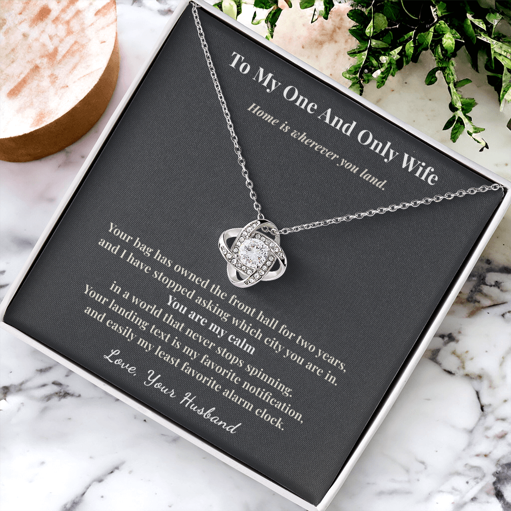 Flight Attendant Wife Necklace Romantic Gift From Husband | Message Card | Knot Pendant Keepsake