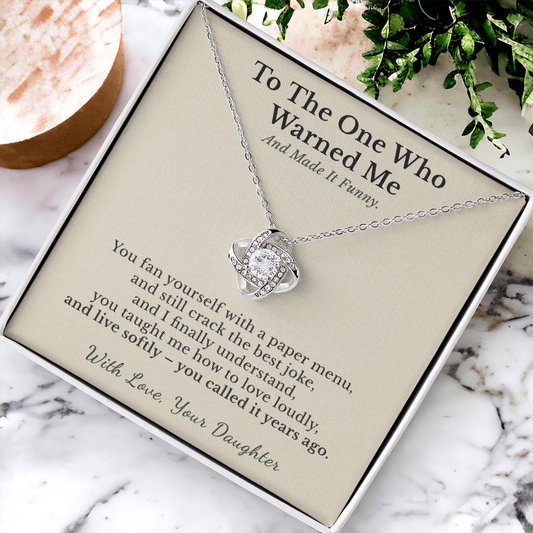 Mom Menopause Necklace Encouragement Gift From Daughter | Message Card | Knot Pendant Funny Keepsake
