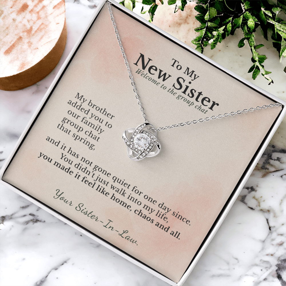 Sister In Law Necklace Welcome To Family Gift | Message Card | Knot Pendant Keepsake