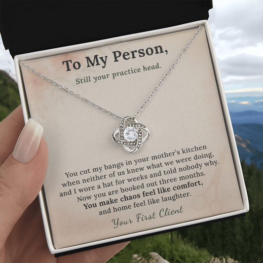 Bestie Hairstylist Necklace Birthday Gift From Best Friend | Message Card | Knot Pendant