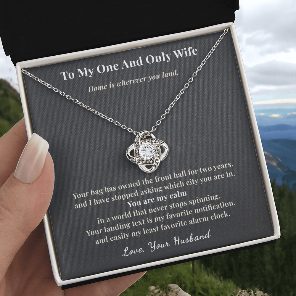Flight Attendant Wife Necklace Romantic Gift From Husband | Message Card | Knot Pendant Keepsake