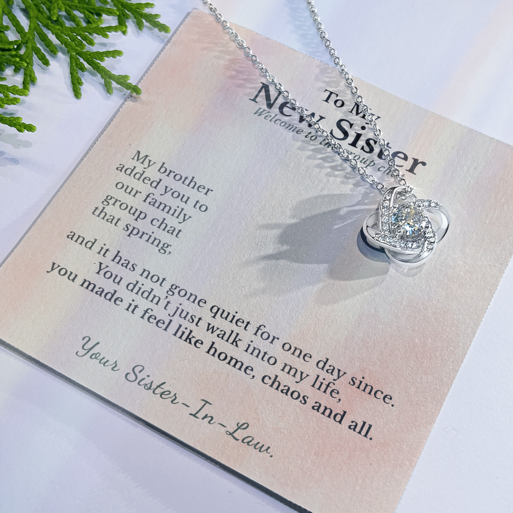 Sister In Law Necklace Welcome To Family Gift | Message Card | Knot Pendant Keepsake
