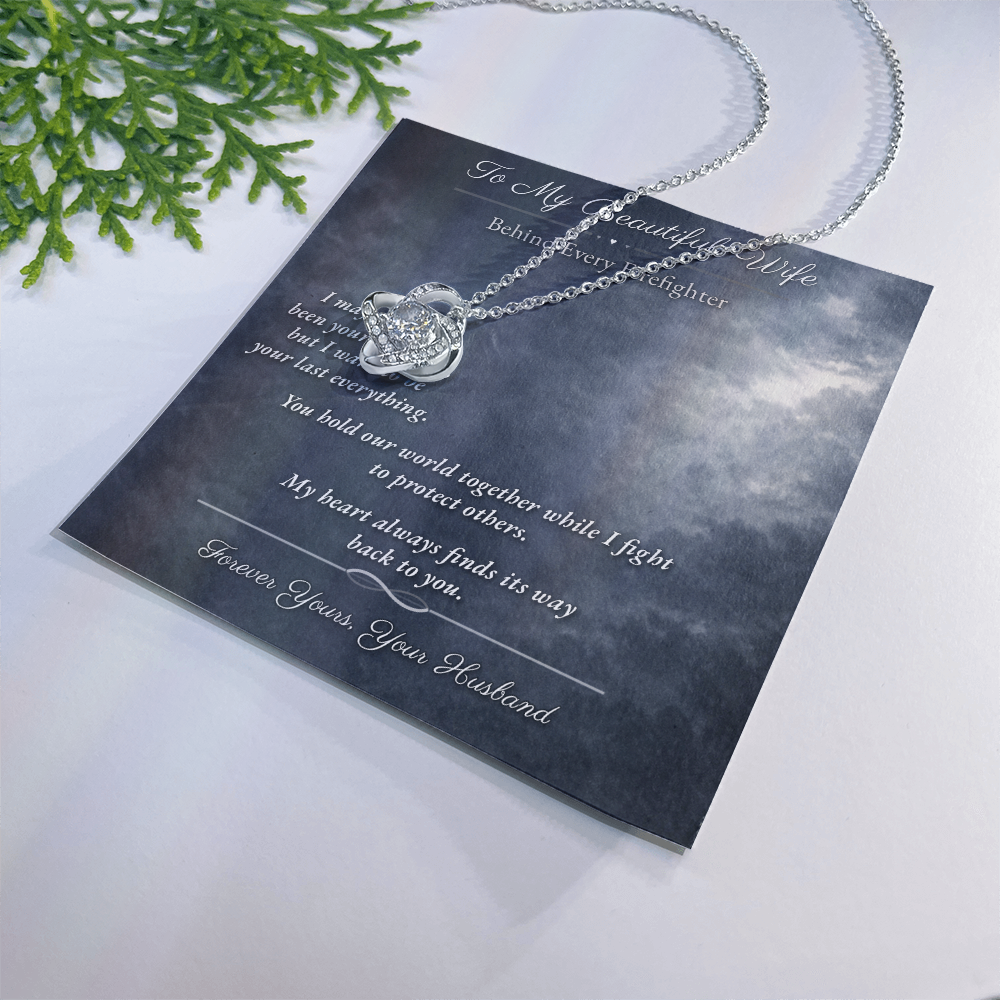 Love Knot Necklace for Lineman Wife Appreciation Gift | Message Card | Strength