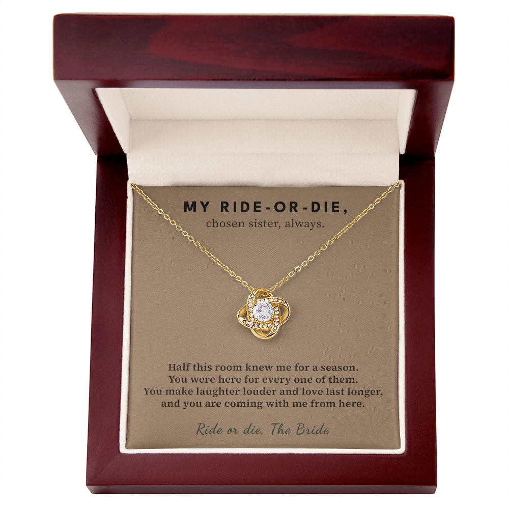 Matron Of Honor Necklace Wedding Keepsake Gift | Message Card | Knot Pendant From Bride