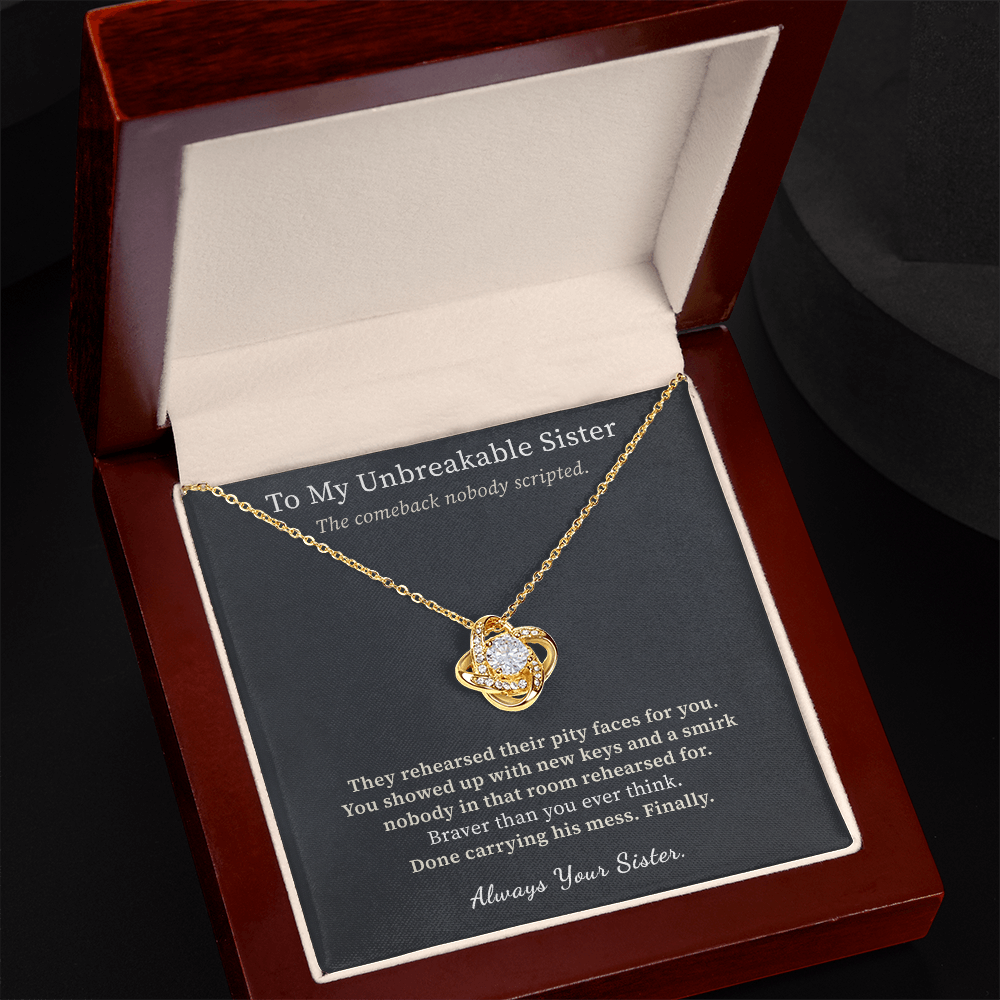 Strong Woman Necklace Divorce Gift From Sister | Message Card | Knot Pendant