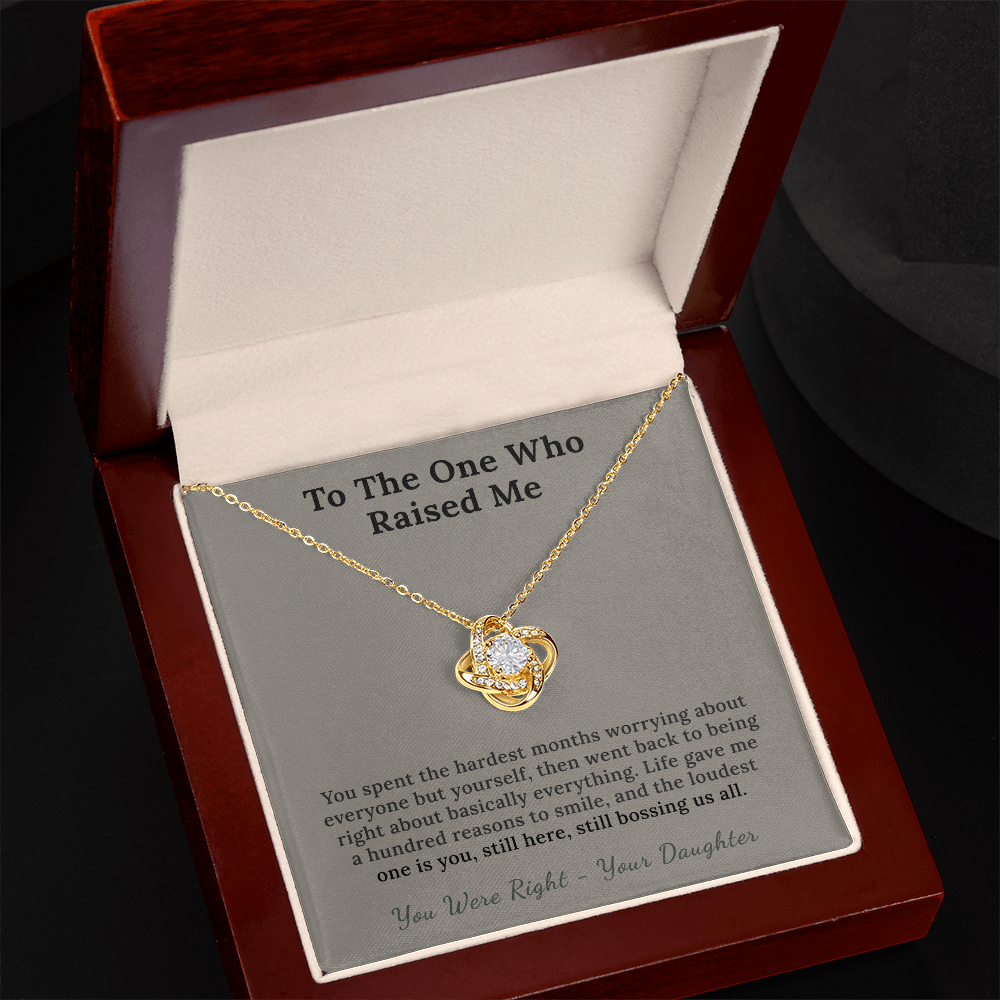 Cancer Survivor Mom Necklace Remission Gift From Daughter | Message Card | Knot Pendant Keepsake