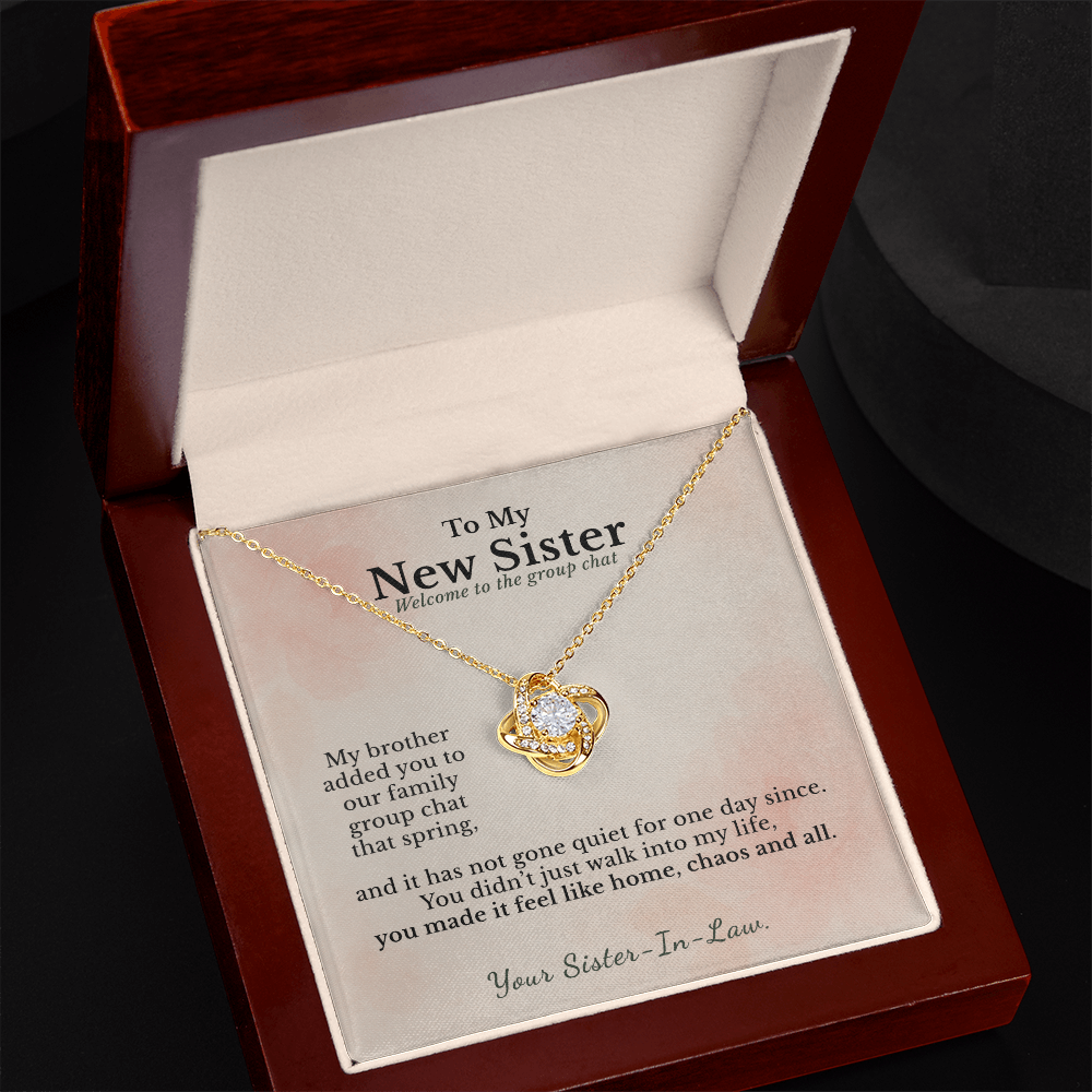 Sister In Law Necklace Welcome To Family Gift | Message Card | Knot Pendant Keepsake