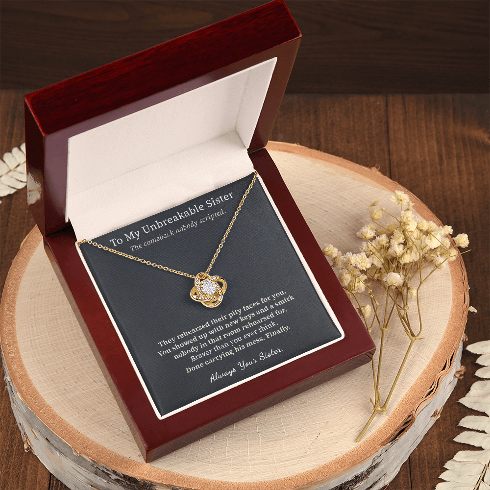 Strong Woman Necklace Divorce Gift From Sister | Message Card | Knot Pendant