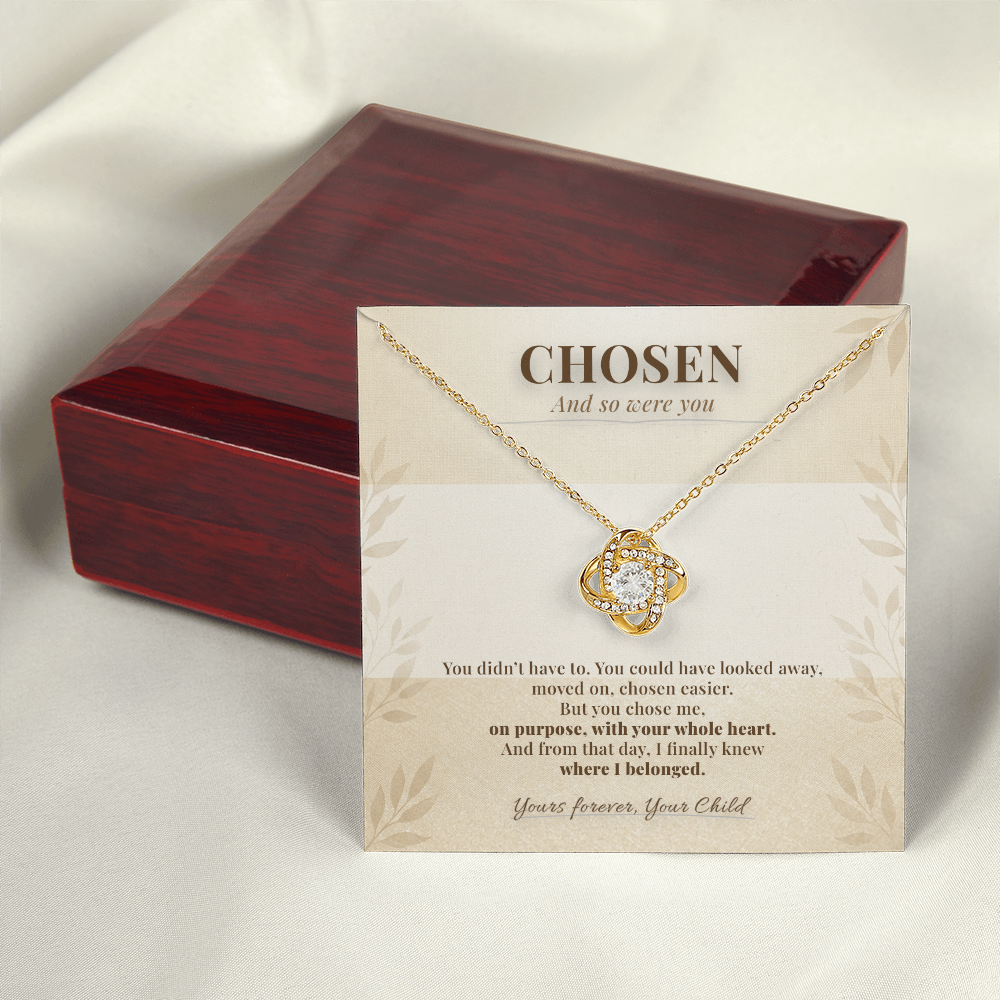 Adoptive Mom Necklace Finalization Gift | Message Card | Knot Pendant From Adopted Child