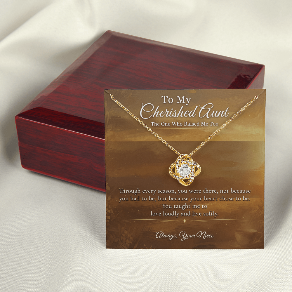 Aunt Necklace Appreciation Gift | You Mean More Than You Know | Message Card Knot Pendant