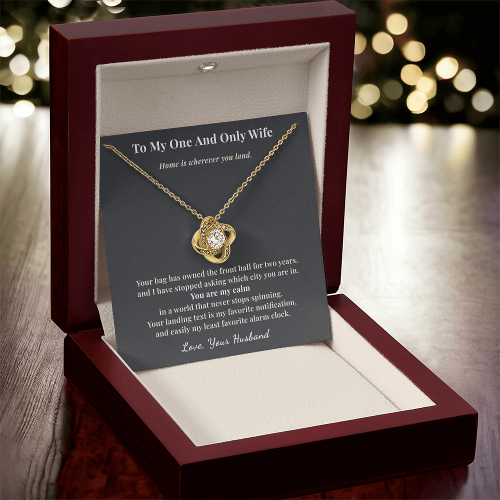 Flight Attendant Wife Necklace Romantic Gift From Husband | Message Card | Knot Pendant Keepsake