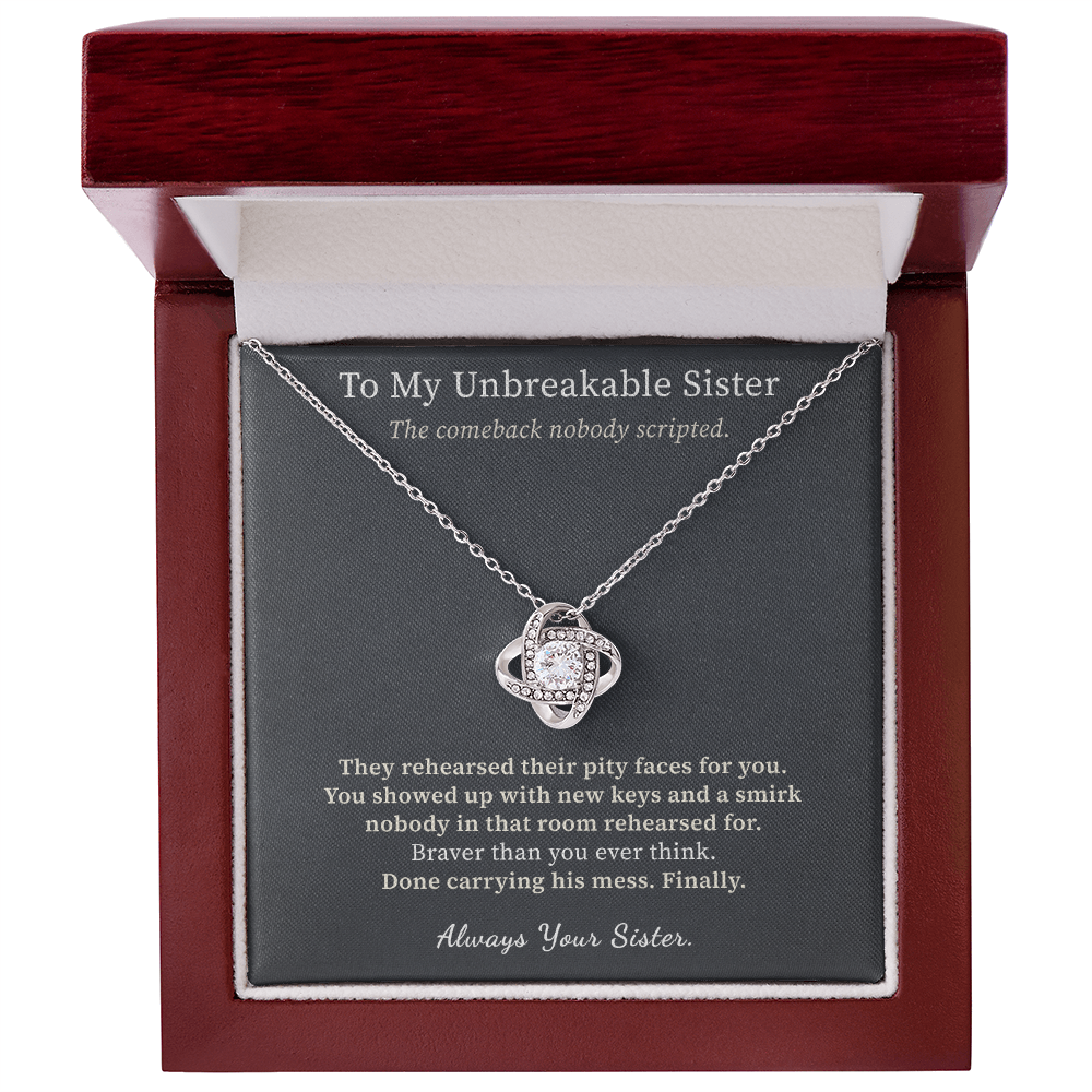 Strong Woman Necklace Divorce Gift From Sister | Message Card | Knot Pendant