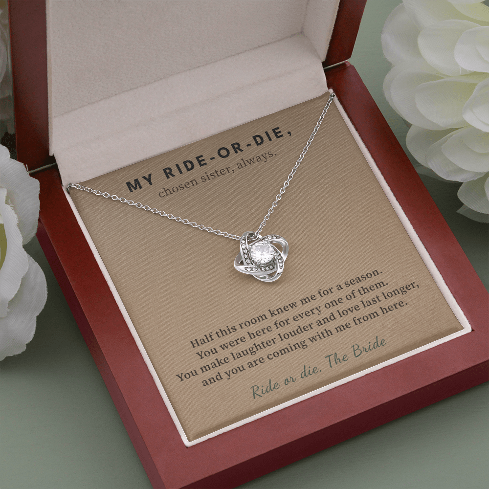 Matron Of Honor Necklace Wedding Keepsake Gift | Message Card | Knot Pendant From Bride