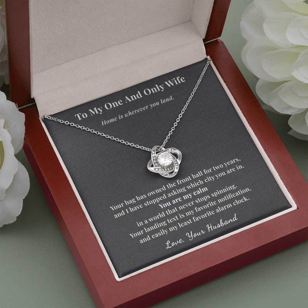 Flight Attendant Wife Necklace Romantic Gift From Husband | Message Card | Knot Pendant Keepsake