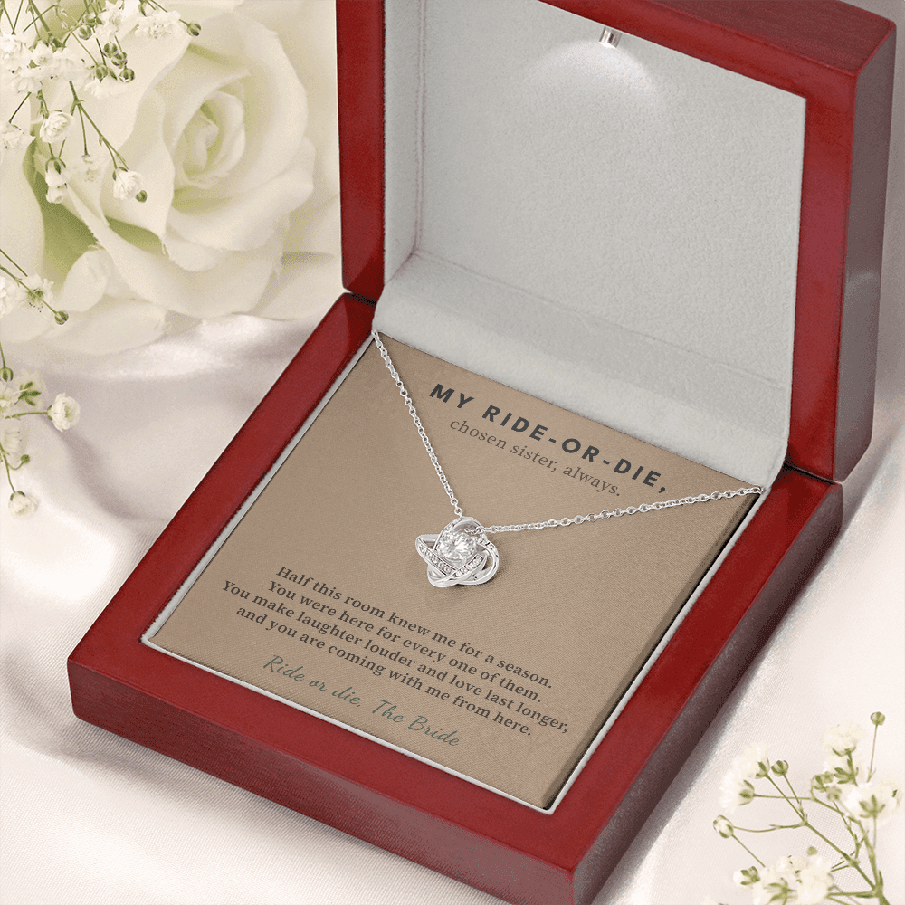 Matron Of Honor Necklace Wedding Keepsake Gift | Message Card | Knot Pendant From Bride