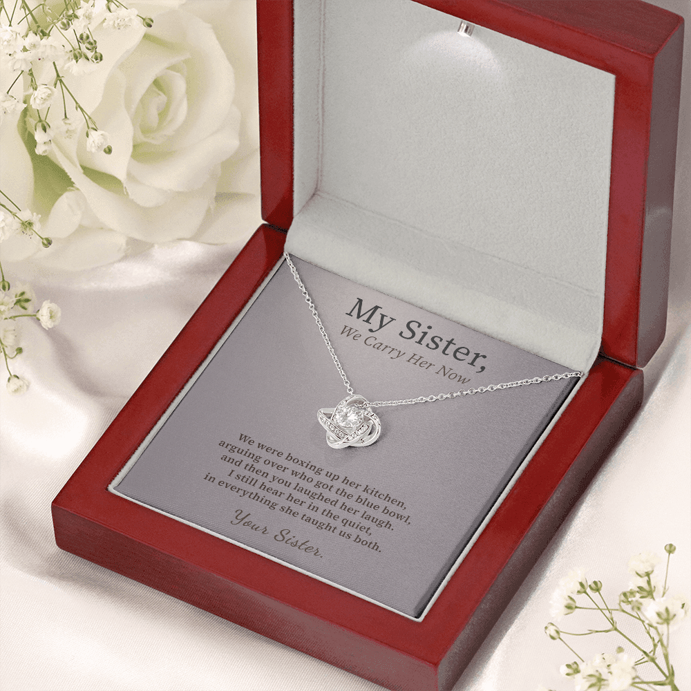 Sister Who Lost Mom Necklace Sentimental Gift | Message Card | Knot Pendant From Sister