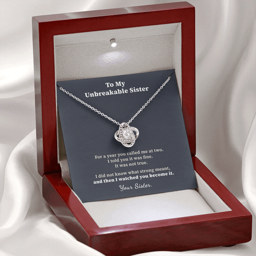 Sister Sobriety Necklace Recovery Milestone Gift | Message Card | Knot Pendant Support