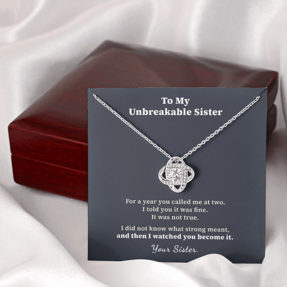 Sister Sobriety Necklace Recovery Milestone Gift | Message Card | Knot Pendant Support