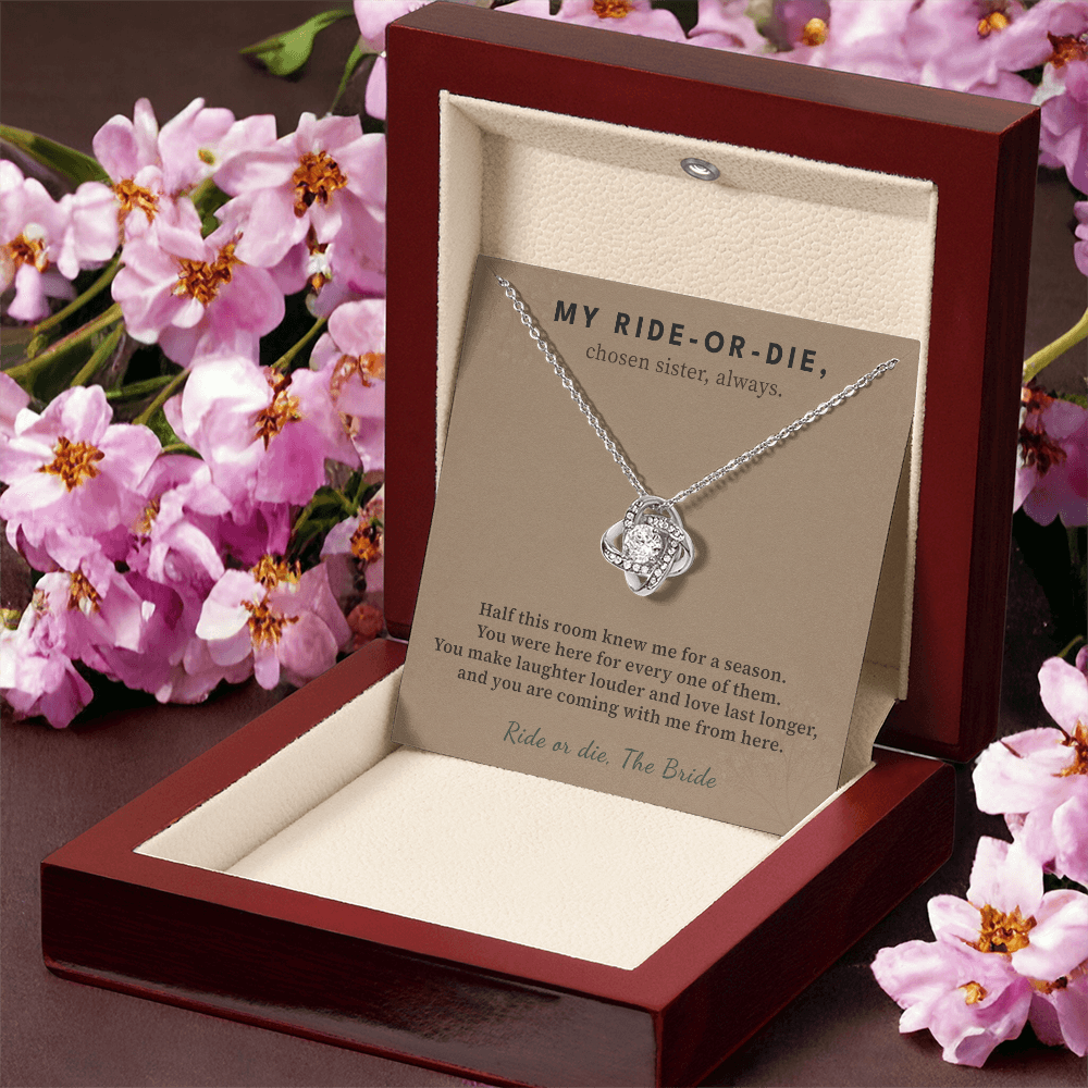 Matron Of Honor Necklace Wedding Keepsake Gift | Message Card | Knot Pendant From Bride