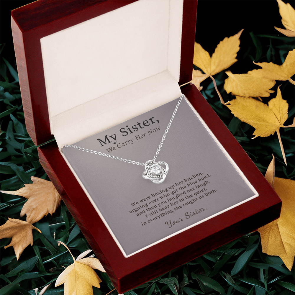 Sister Who Lost Mom Necklace Sentimental Gift | Message Card | Knot Pendant From Sister