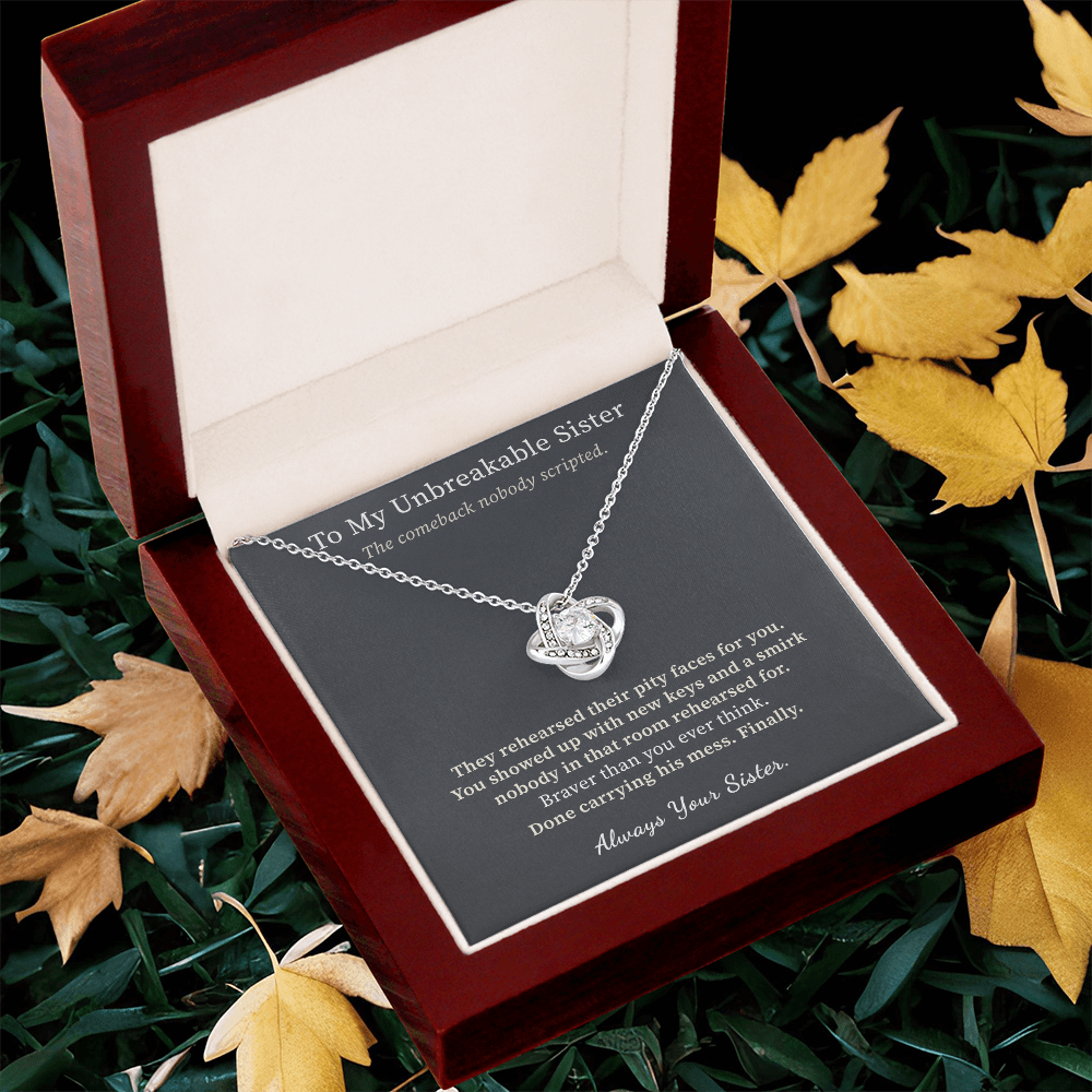 Strong Woman Necklace Divorce Gift From Sister | Message Card | Knot Pendant
