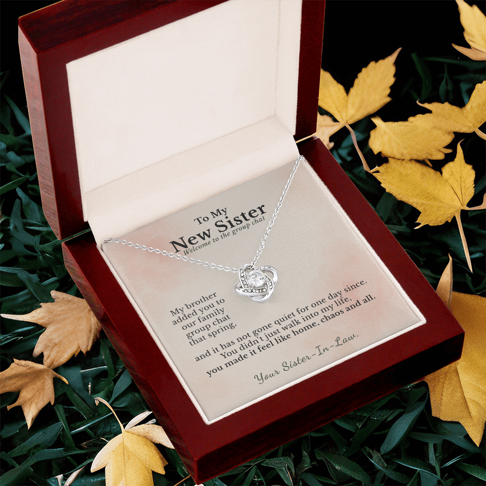 Sister In Law Necklace Welcome To Family Gift | Message Card | Knot Pendant Keepsake