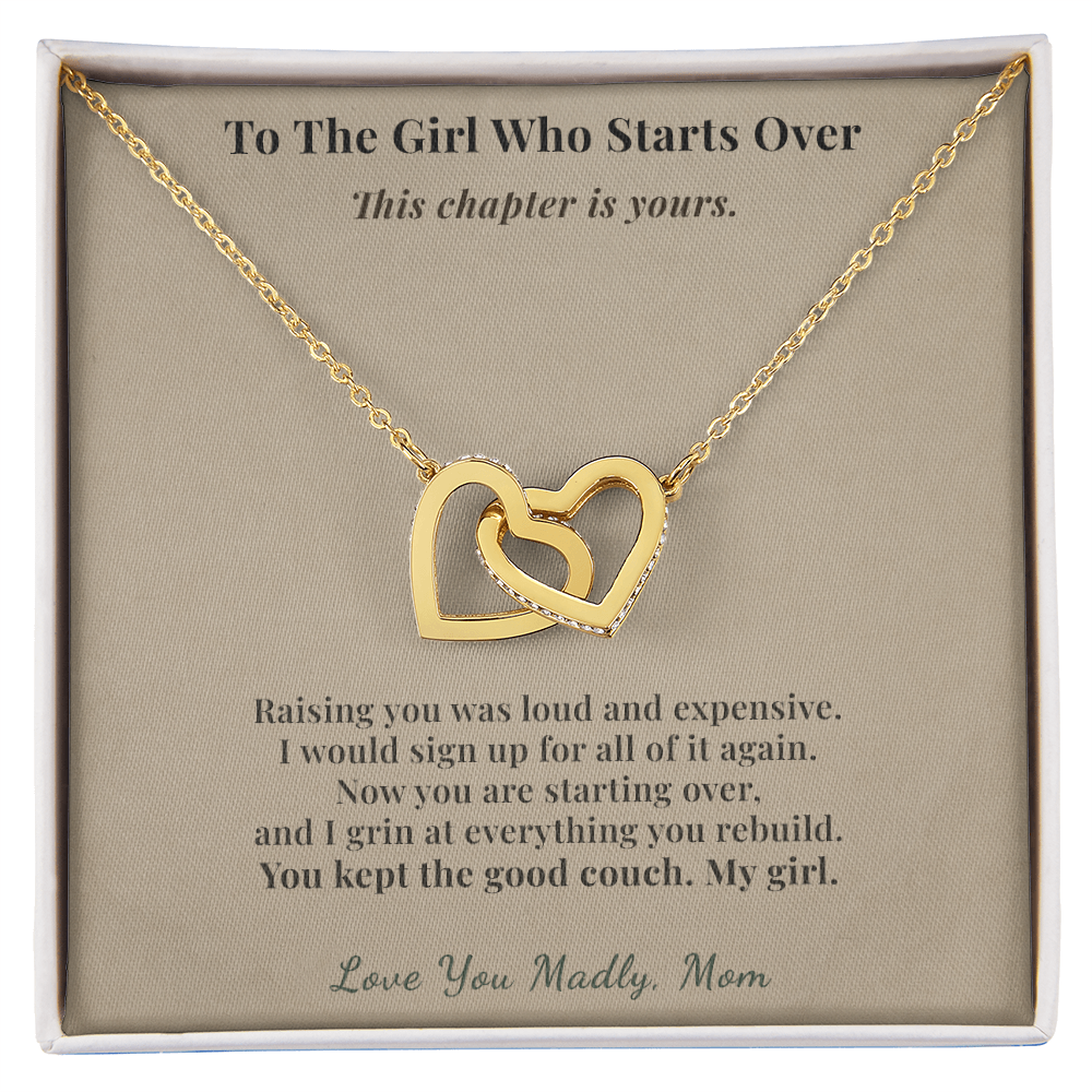 Daughter Necklace New Home Gift From Mom | Message Card | Two Hearts Pendant