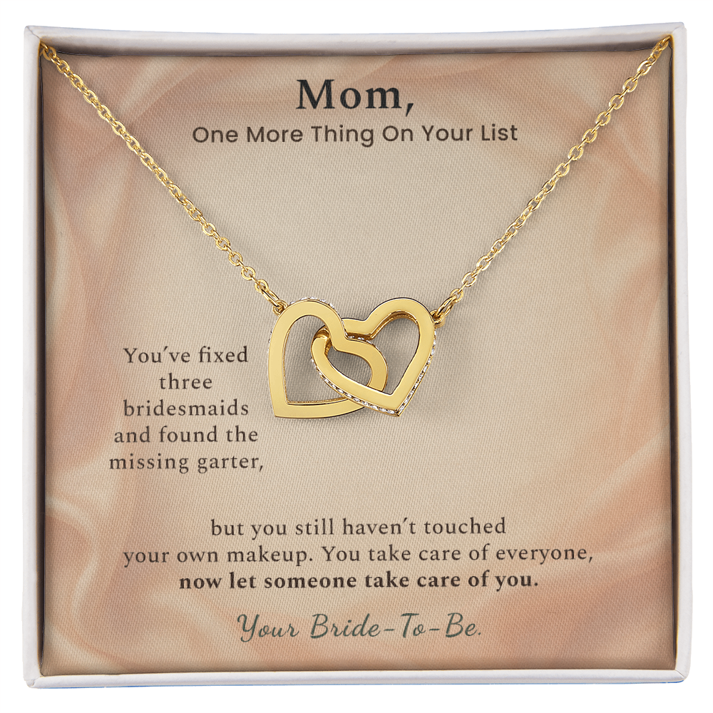 Mom Of The Bride Necklace Keepsake Gift From Daughter | Message Card | Two Hearts Pendant