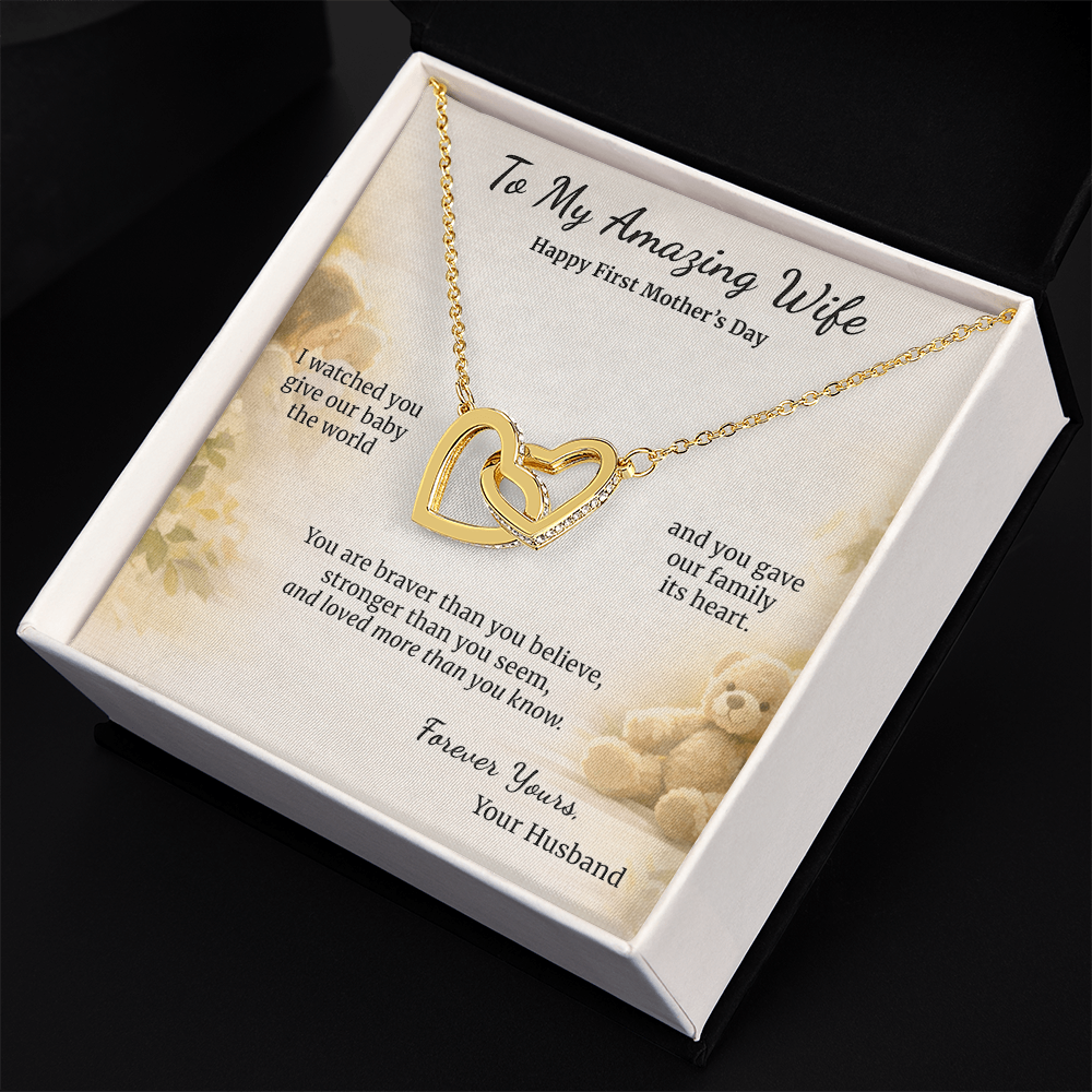 Interlocking Hearts Necklace for New Mom First Mothers Day | Message Card | Sentimental