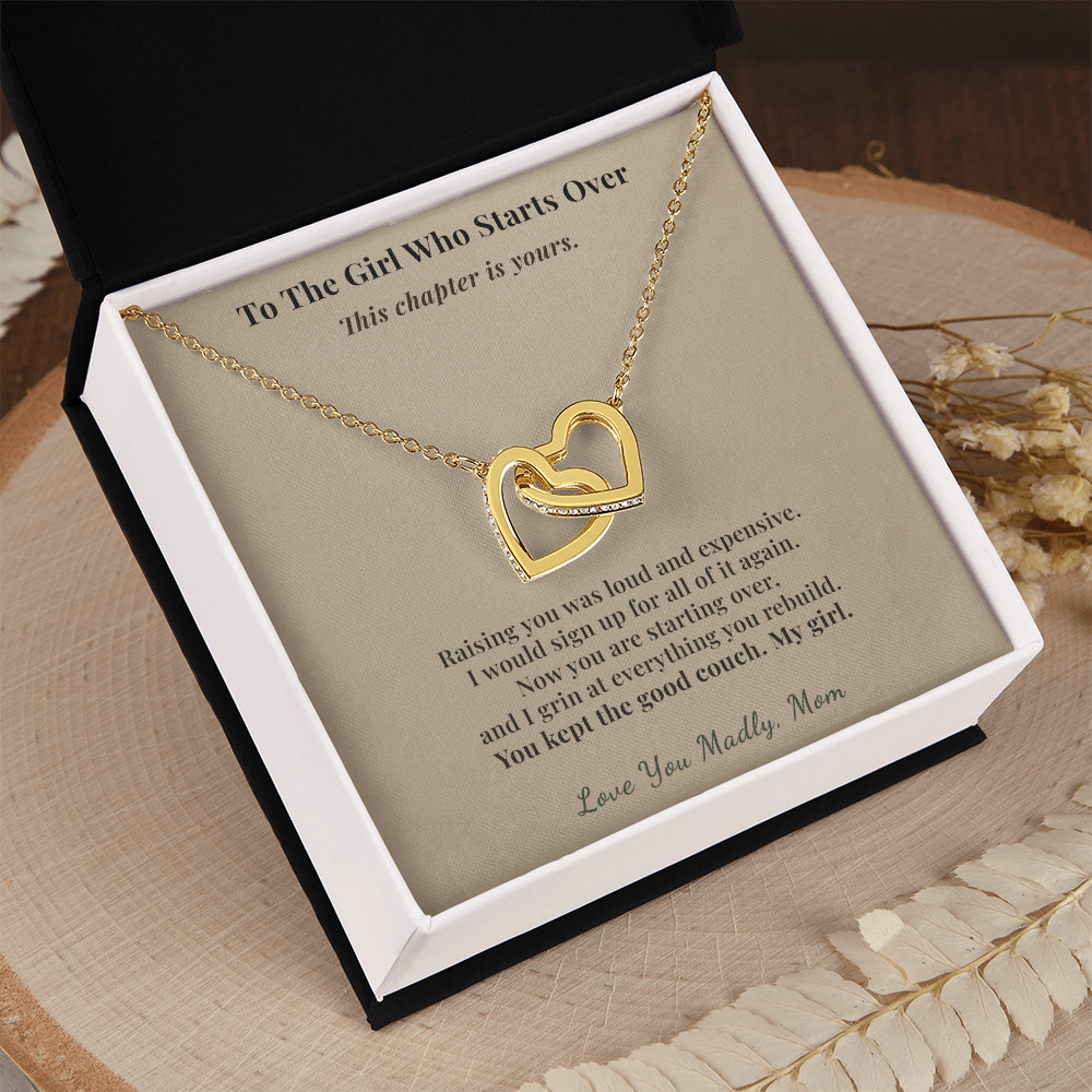 Daughter Necklace New Home Gift From Mom | Message Card | Two Hearts Pendant