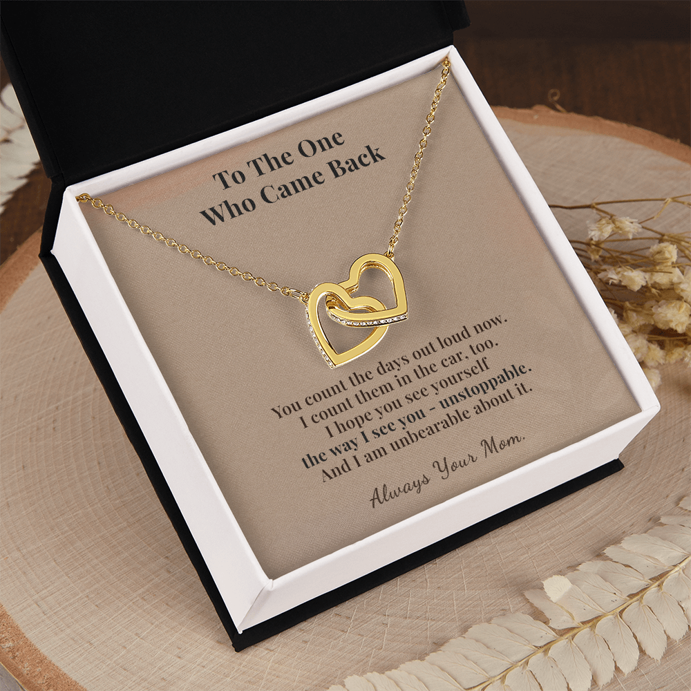 Daughter Sobriety Necklace Gift From Mom | Message Card | Two Hearts Pendant Milestone